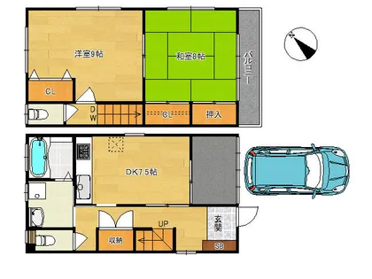 京都府京都市伏見区日野野色町【一戸建】の間取り