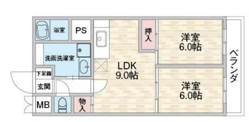 靭公園パークマンション【2階】の間取り
