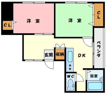 ゴールドハイツ桃谷【3-D号室】の間取り