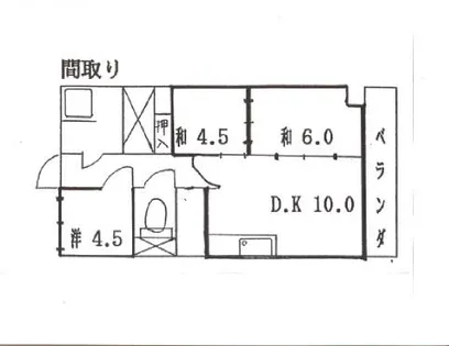 サンハイツかどや【4階】の間取り