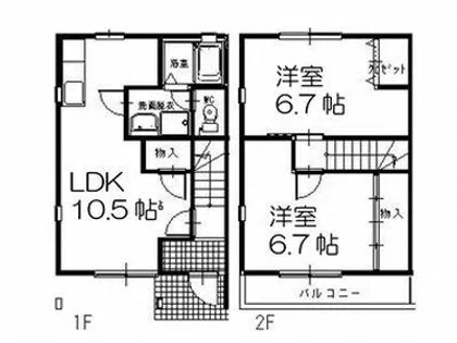 ユニヴェル汐見 A棟【2号室】の間取り