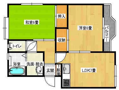 バードヒル東奥Ⅰ【1階】の間取り