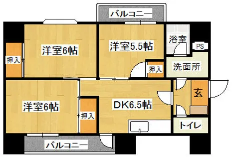 サンシャイン正山【305号室】の間取り