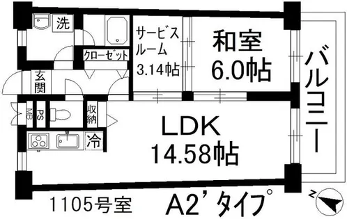 アーバンハイツ住乃江【905号室】の間取り