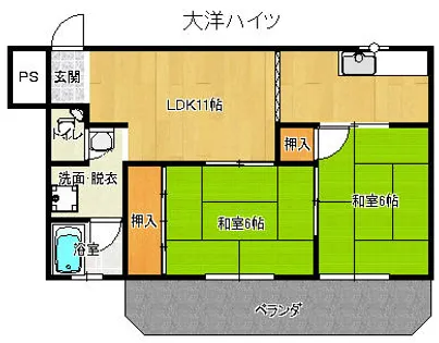 大洋ハイツ【4階】の間取り