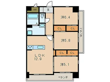 到津ヒルズ【5階】の間取り