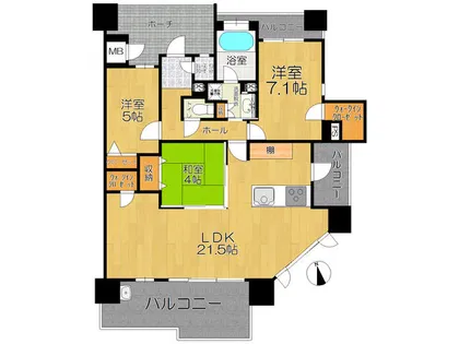 サンパーク守恒テラス【409号室】の間取り