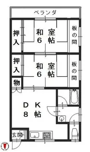 ダイヤモンドハイツ南棟【2階】の間取り