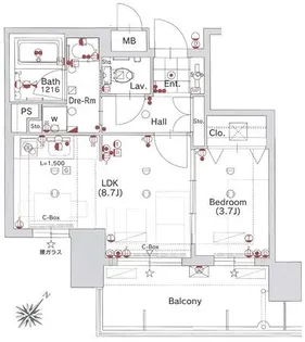 アメックス博多ベルテックステージ【6階】の間取り