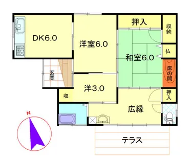 福岡県大牟田市汐屋町【一戸建】の間取り