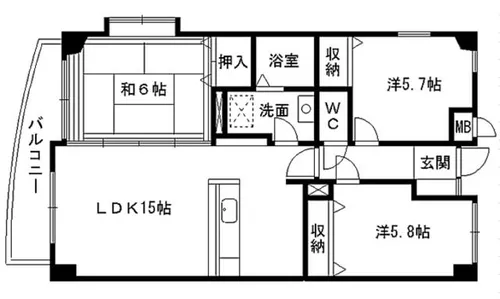 ミラベル嵐ヶ丘【3階】の間取り
