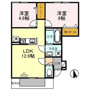 石がけ6番館【1階】の間取り