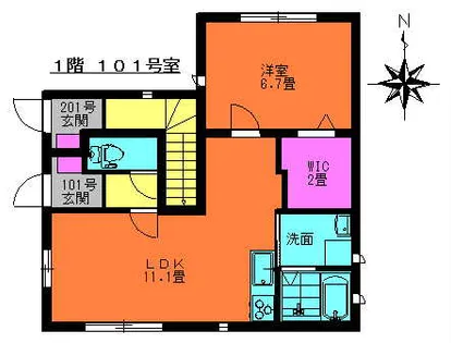 ニューパレハ【101号室】の間取り