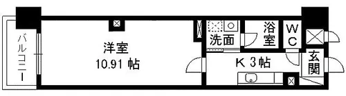 ラフィーネ到津学園通り【207号室】の間取り