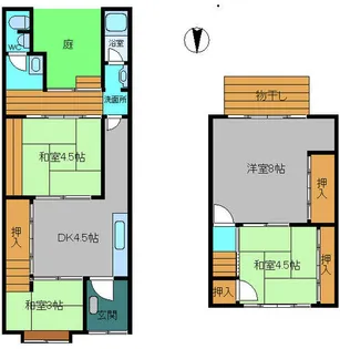 京都府京都市左京区鹿ケ谷西寺ノ前町【テラスハウス】の間取り