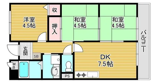 奈良県大和郡山市筒井町【マンション】の間取り