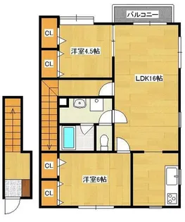 ディアコートⅠ【D-2号室】の間取り