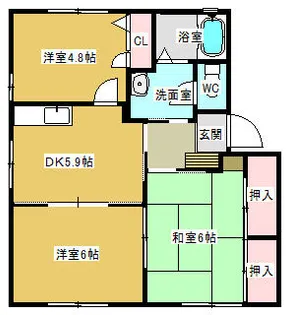 ブラオ富久【102号室】の間取り