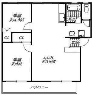 岩園サニーハイツB棟【4階】の間取り