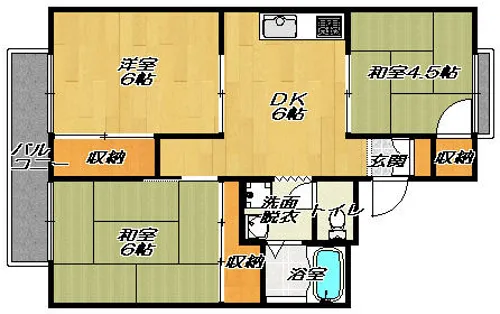 サンハイムウエムラ【202号室】の間取り