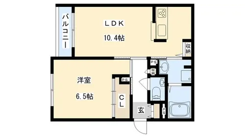 RiverWest清水【101号室】の間取り