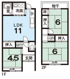 京都府京都市右京区太秦土本町【一戸建】の間取り