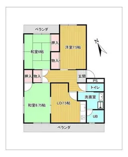 サンリバー倶楽【3B号室】の間取り