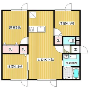 北海道千歳市日の出1丁目【アパート】の間取り