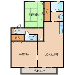 コーポHARA矢ヶ部【E202号室】の間取り