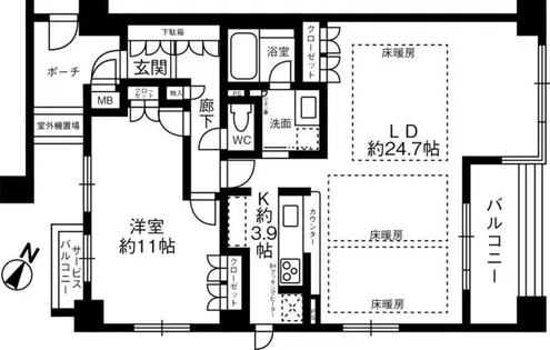 プレシェスト芦屋【3階】の間取り