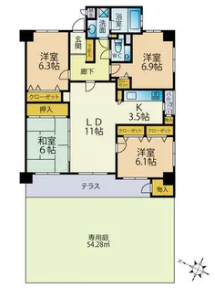 シベール柏の森【1階】の間取り
