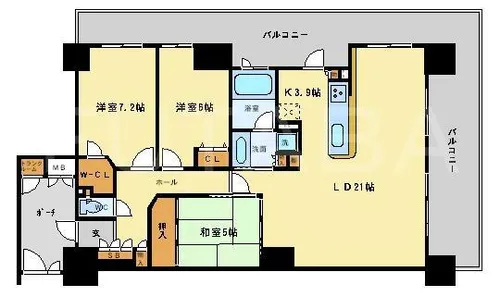 ルナタワー・ハリウッドプレイス【13階】の間取り