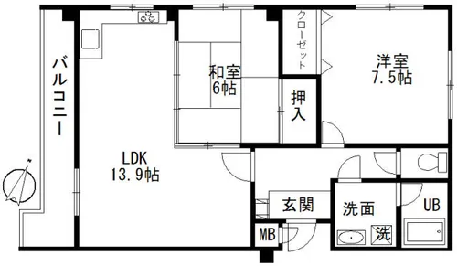 兵庫県神戸市中央区熊内町5丁目【マンション】の間取り