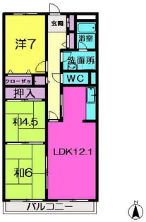 チュリス学園前第2【1階】の間取り