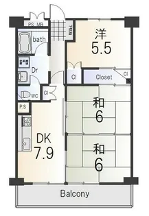 狭山ハウス【6階】の間取り