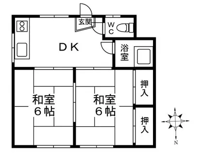 長アパート【201号室】の間取り