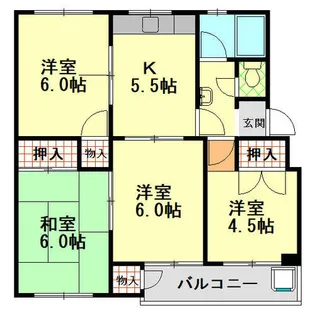神陵台北住宅65号棟【2階】の間取り