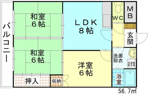 ロイヤルハイツ明石【6階】の間取り