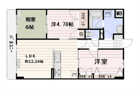 ハウスユマニテ赤間駅前【2階】の間取り
