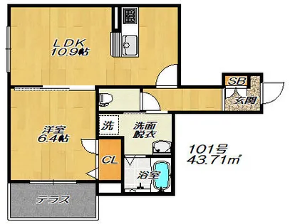 シャーメゾングラース【1階】の間取り