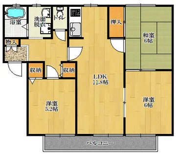 ディアス東寝屋川【2階】の間取り