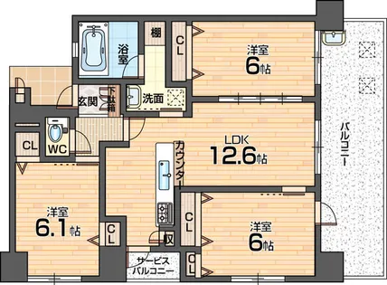 エステムコート布施ステーションフラッツ【13階】の間取り