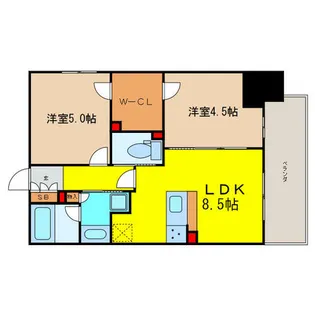 ラシュレ天満橋【5階】の間取り