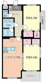 ブラン・ルージュ桜【3階】の間取り