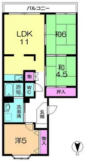 ガーデンハイツ登美ヶ丘【1階】の間取り