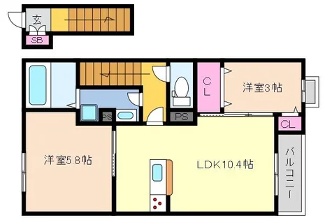 兵庫県神戸市東灘区御影山手2丁目【アパート】の間取り