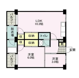 ビレッジハウス古賀 5号棟【409号室】の間取り