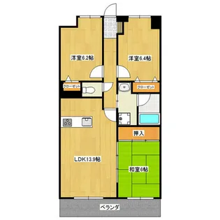 エスポワール山上弐番館【705号室】の間取り