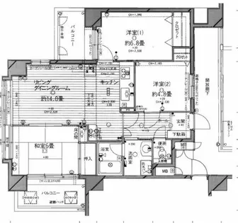 ダイヤモンドスクエア前原【12階】の間取り