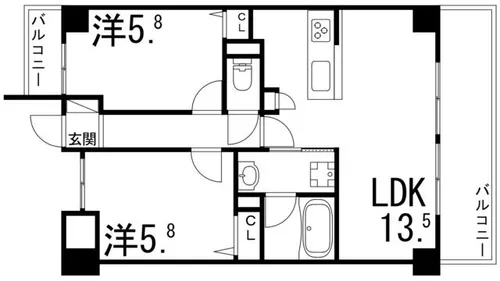 兵庫県姫路市五軒邸4丁目【マンション】の間取り
